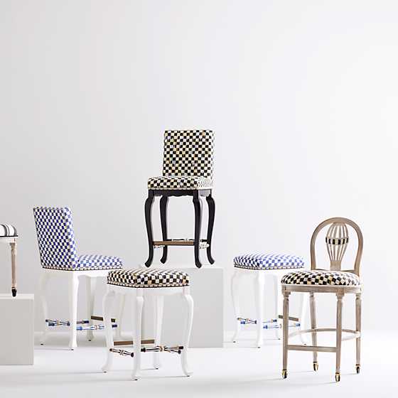 Courtly Check Black Counter Stool with Back