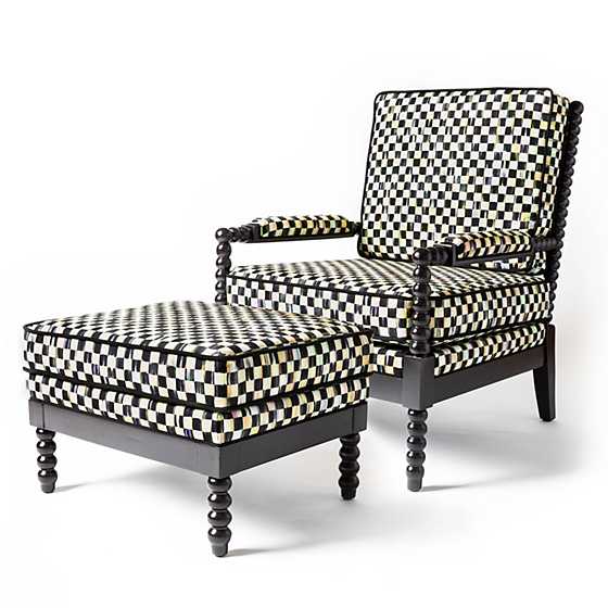 Spindle Check Outdoor Ottoman