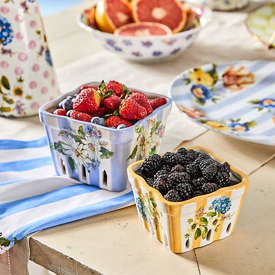 Wildflowers Large Berry Basket - Blue