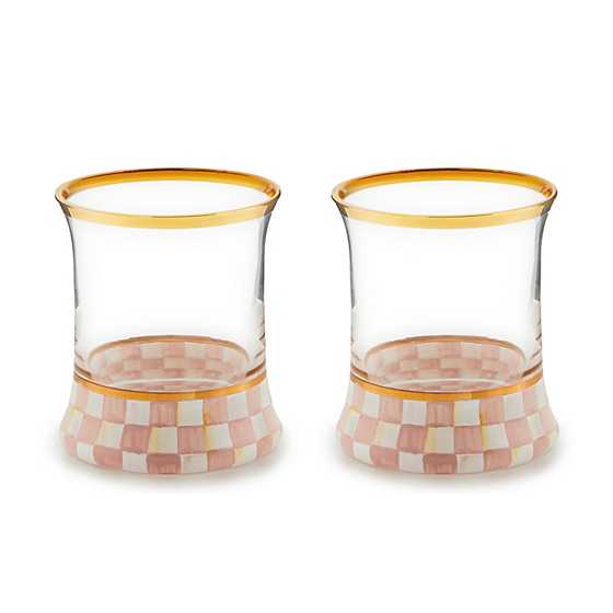 Rosy Check Tumbler Glass, Set of 2
