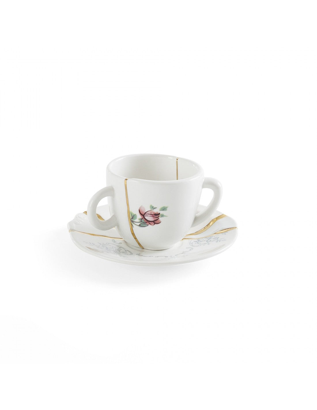 SELETTI Kintsugi Porcelain coffee cup + plate n'1  - pack of 2