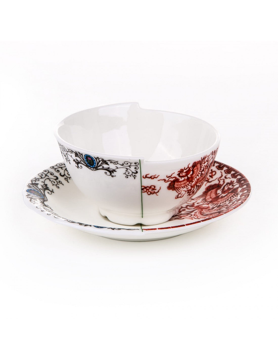 SELETTI Hybrid Porcelain tea cup + plate - Zora - set of 2