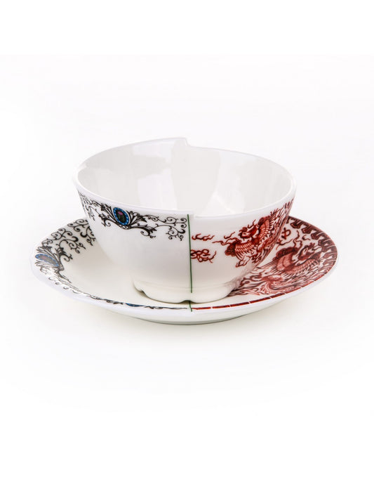 SELETTI Hybrid Porcelain tea cup + plate - Zora - set of 2