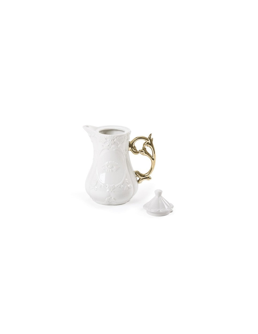 SELETTI i-wares teapot in porcelain with col. handles gold-set of 2