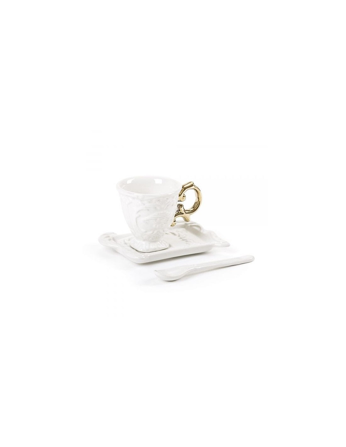 SELETTI i-wares coffee set in porcelain with coloured handle gold - set of 2