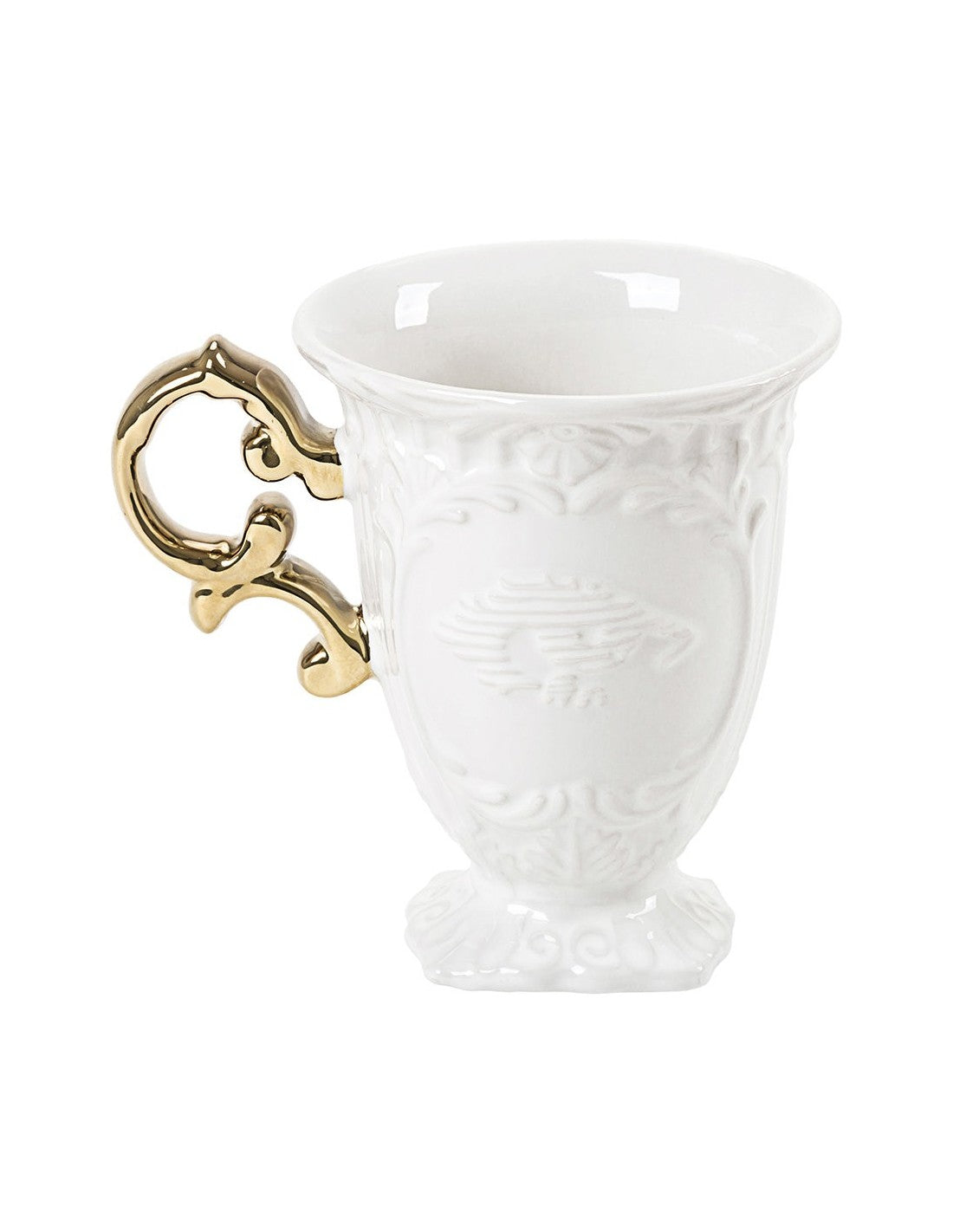 SELETTI i-wares coffee set in porcelain with coloured handle gold - set of 2