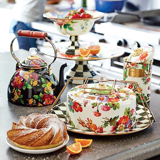 MacKenzie-Childs Flower Market Large Canister - White Kitchen Mackenzie Childs