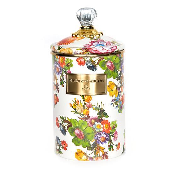 MacKenzie-Childs Flower Market Large Canister - White Kitchen Mackenzie Childs