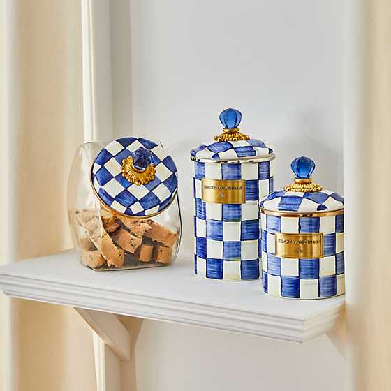 Cookie Jar with Royal Check Enamel Lid