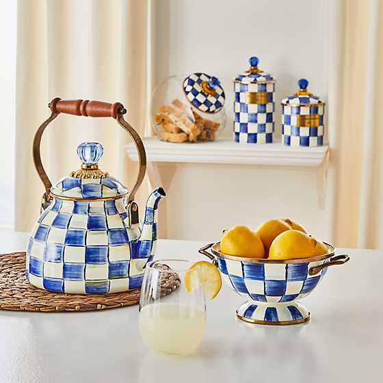 Cookie Jar with Royal Check Enamel Lid
