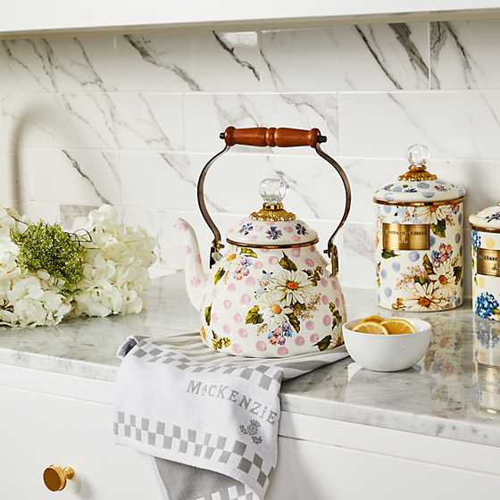 Wildflowers Enamel 2 Qt Tea Kettle - Pink
