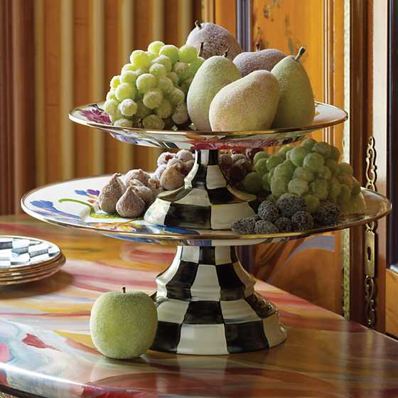 Flower Market Small Pedestal Platter - White