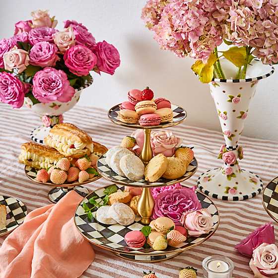 Courtly Check Enamel Three Tier Sweet Stand