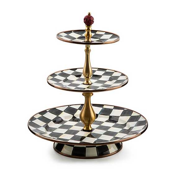 Courtly Check Enamel Three Tier Sweet Stand
