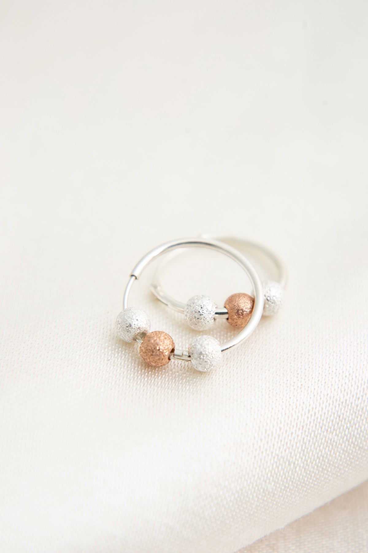 Women's 925 Sterling Silver Hoop Earrings with Doric Ball Detail