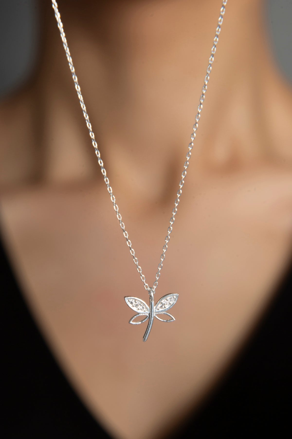 Women's Dragonfly Model 925 Sterling Silver Necklace