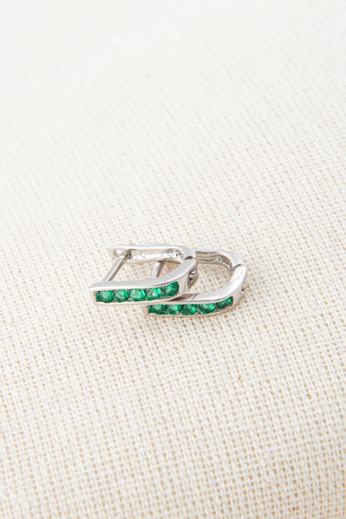 Women's 925 Sterling Silver Earrings with Green Stones
