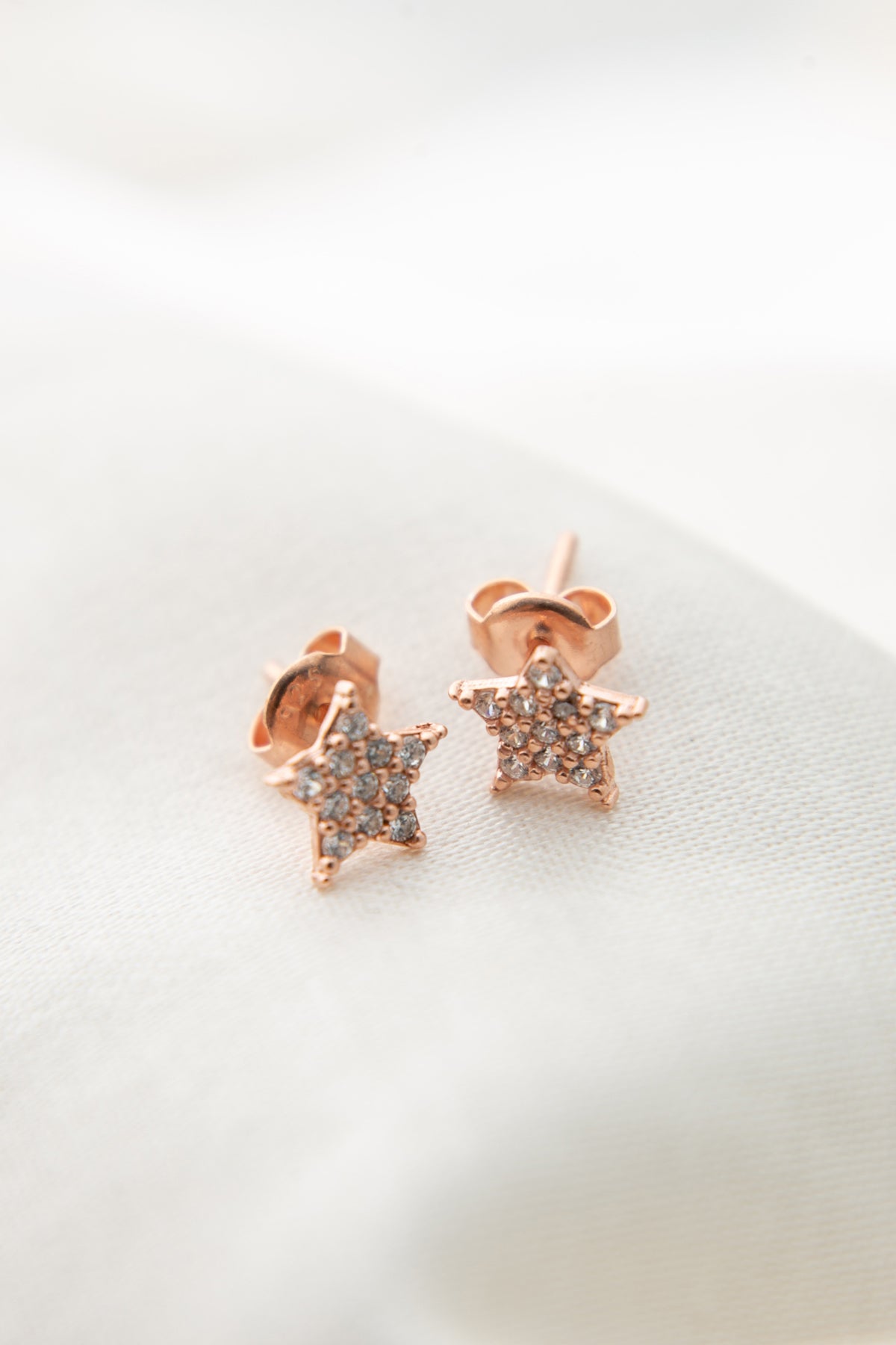 Women's Star Model Rose Plated 925 Sterling Silver Earrings