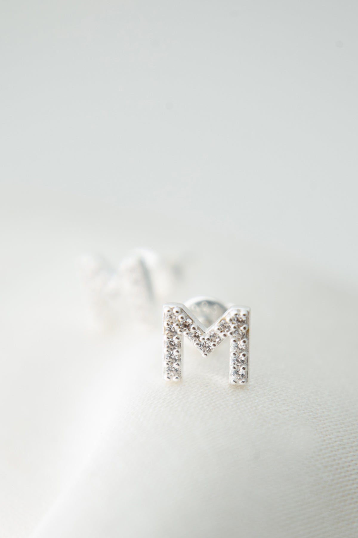 Women's M Initial 925 Sterling Silver Earrings