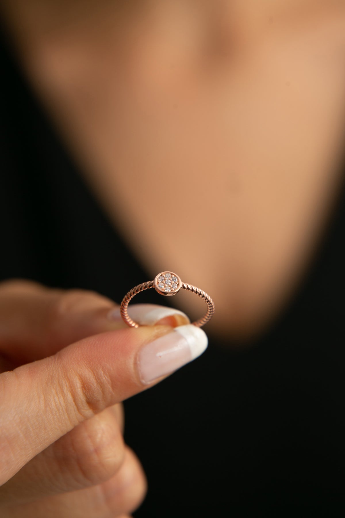Women's Stone Detailed Twist Model 925 Sterling Silver Ring