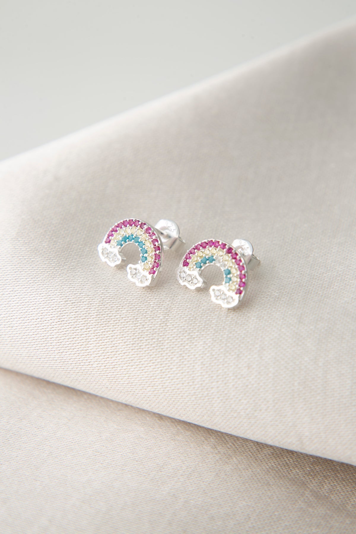 Women's 925 Sterling Silver Rainbow Stone Earrings