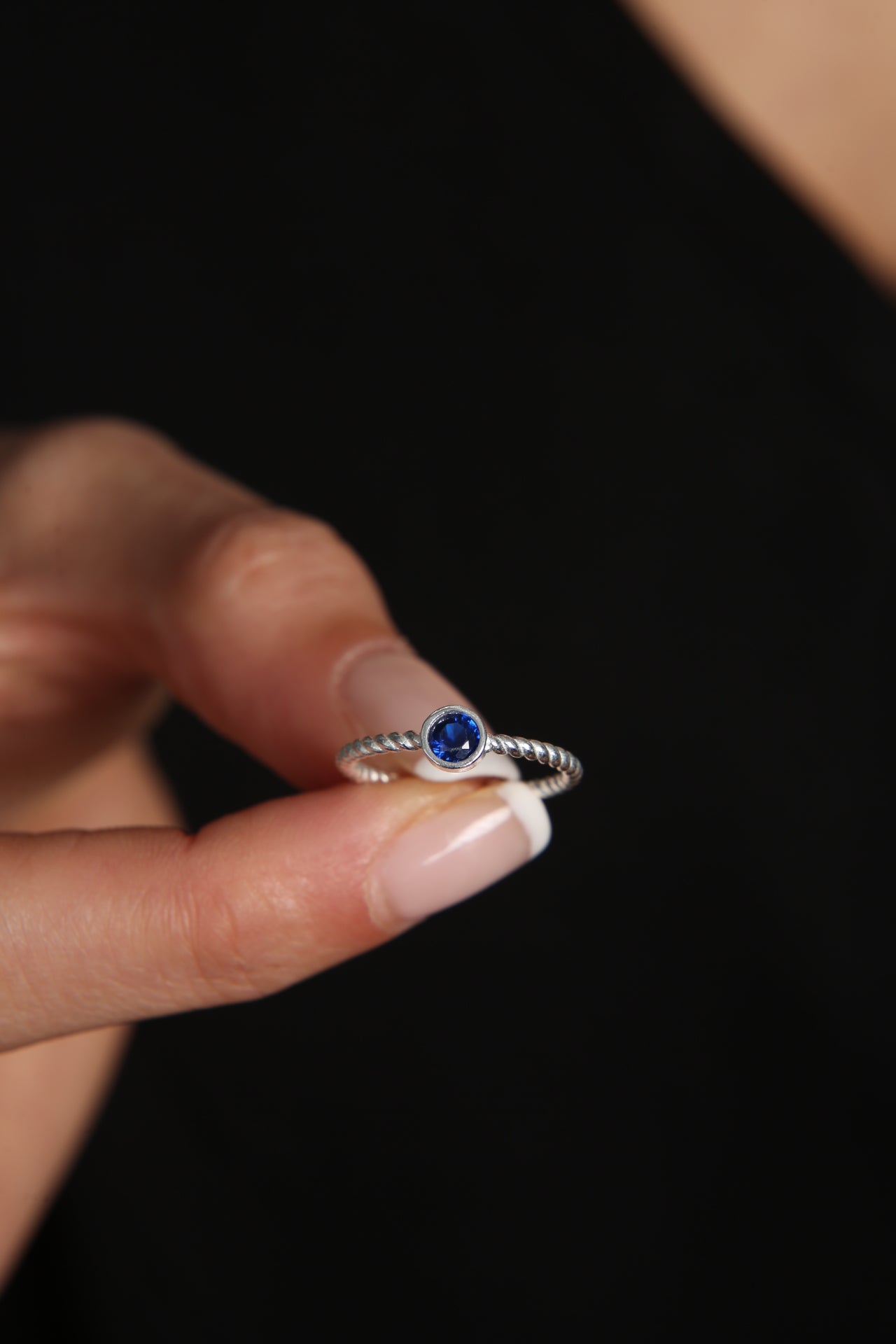 Women's Single Stone Twist Model 925 Sterling Silver Ring