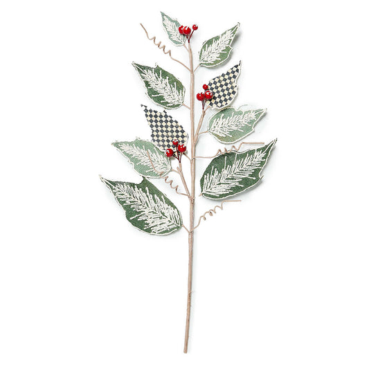 Farmhouse Holiday Leaf Spray Stem