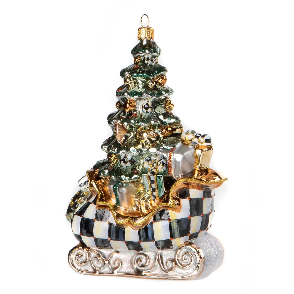 Glass Ornament - Tree Farm Sleigh