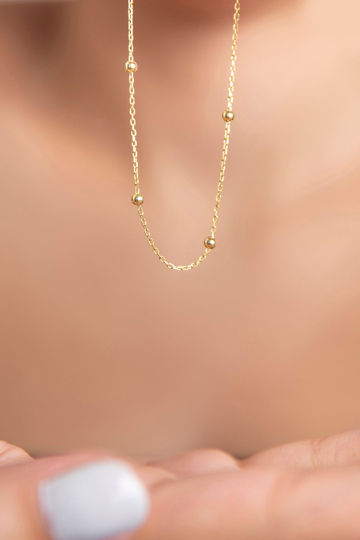 Women's Gold-plated 925 Sterling Silver Necklace with Ball Chain