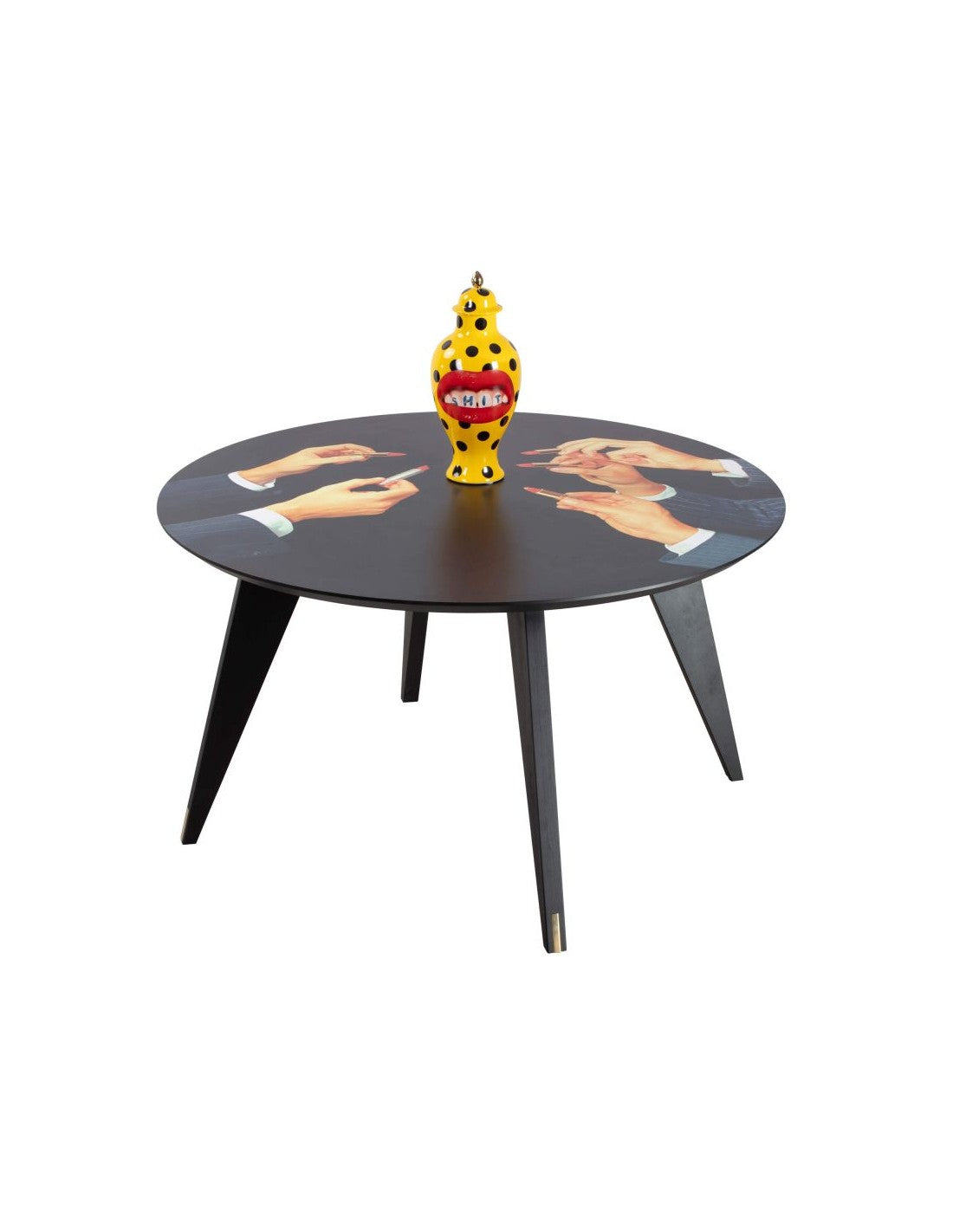 SELETTI Toiletpaper dining table round - Black - Lipsticks