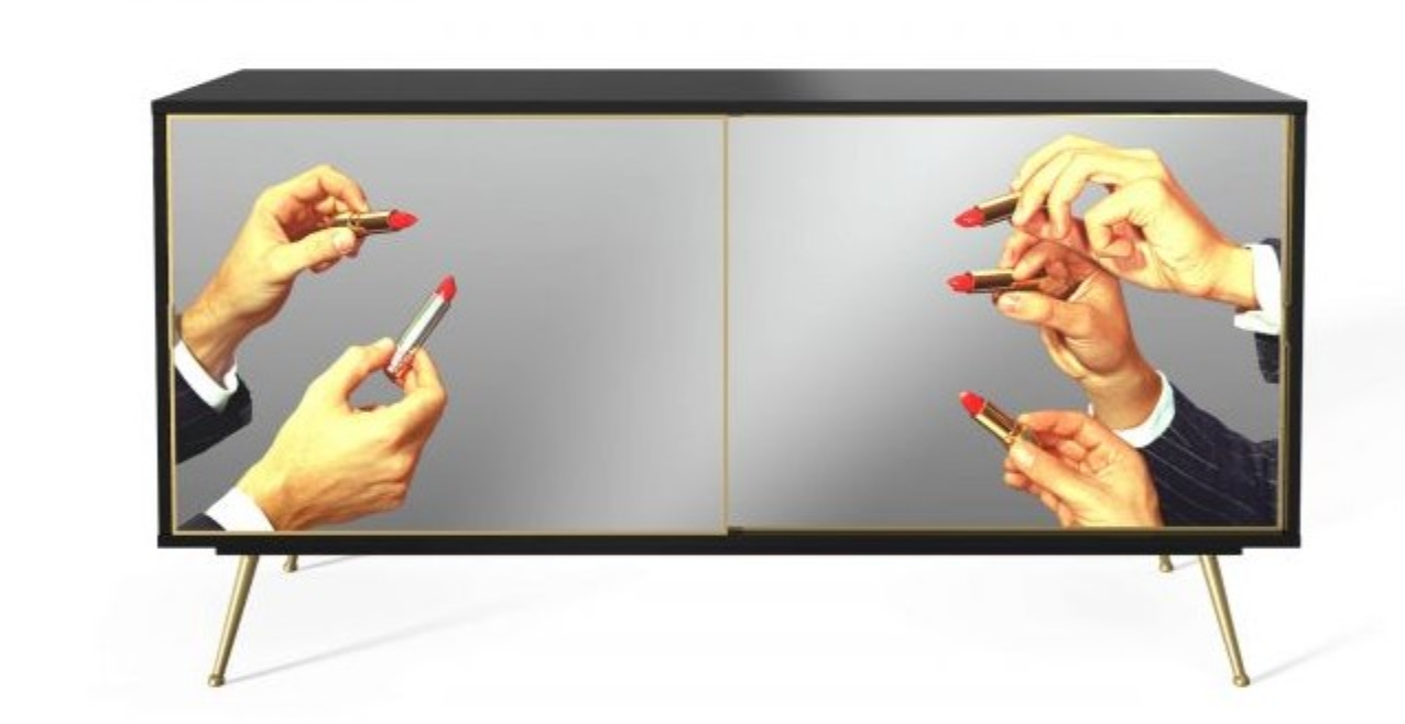 SELETTI Toiletpaper sliding doors cabinet - Black - Lipsticks