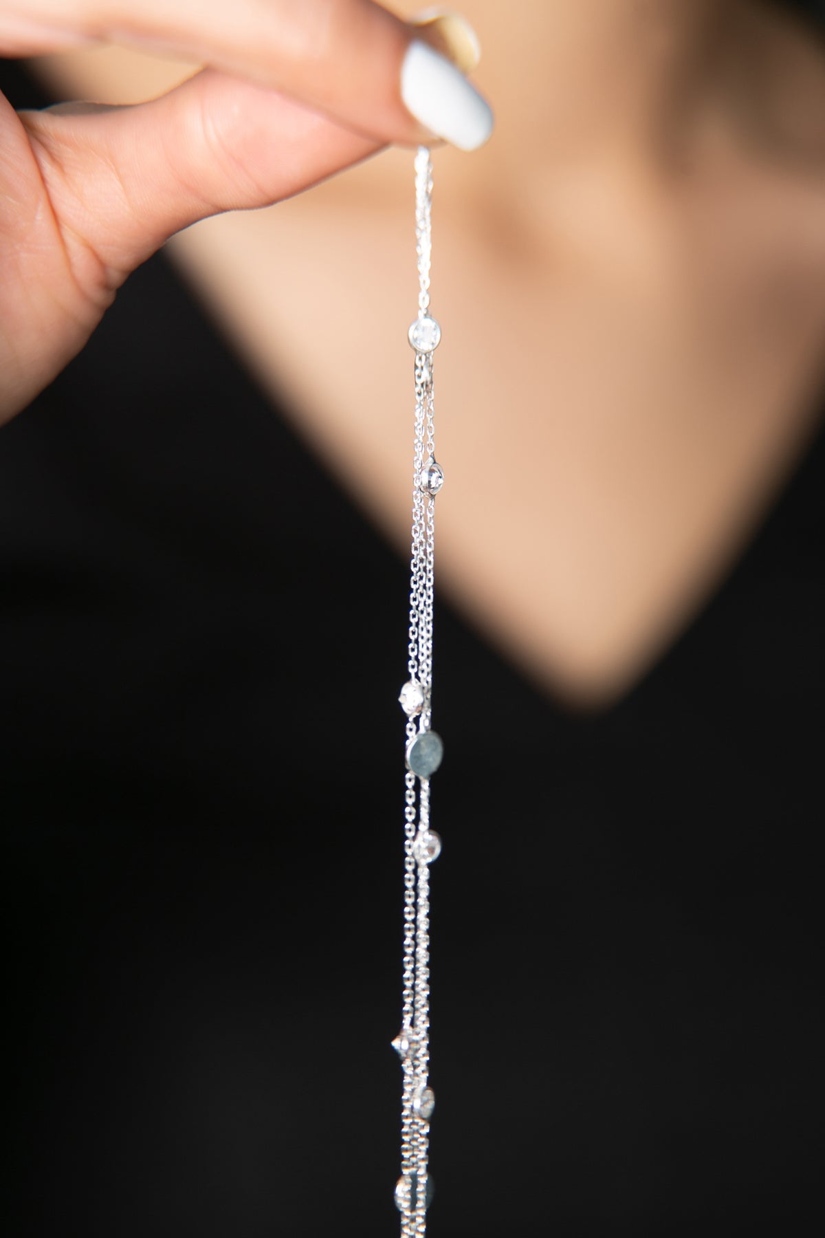 Women's Gemstone Plaque Detailed 925 Sterling Silver Bracelet