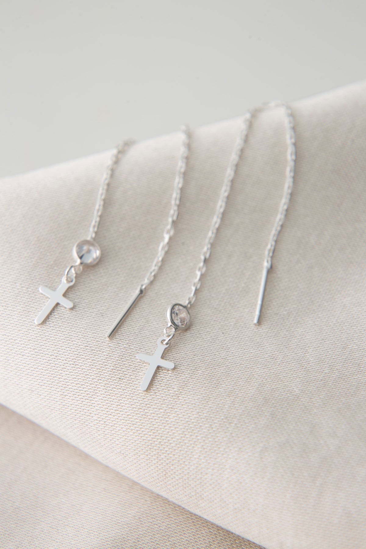 Women's 925 Sterling Silver Cross Earrings with Stones