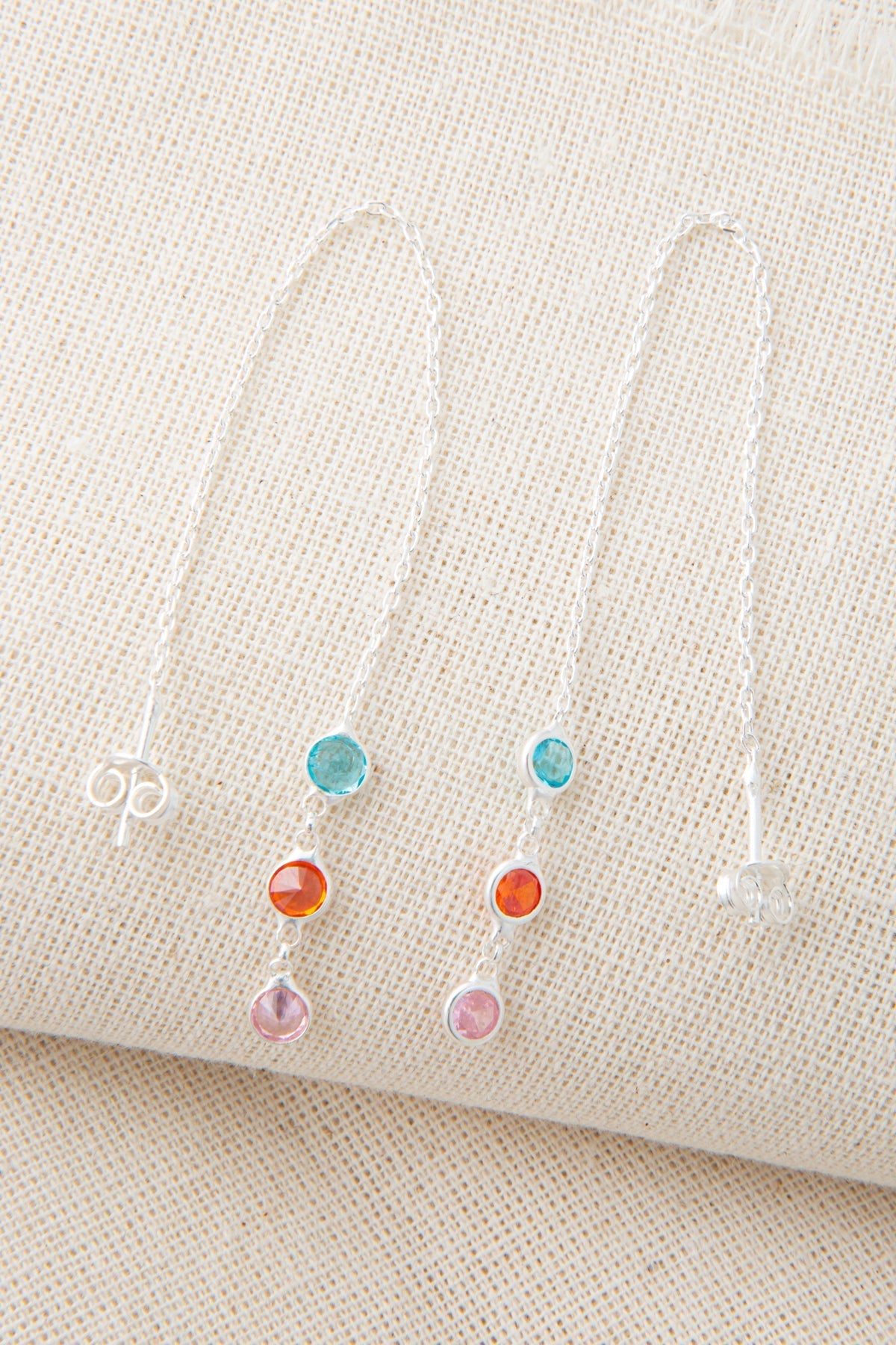 Women's Colored Stone Model 925 Sterling Silver Earrings