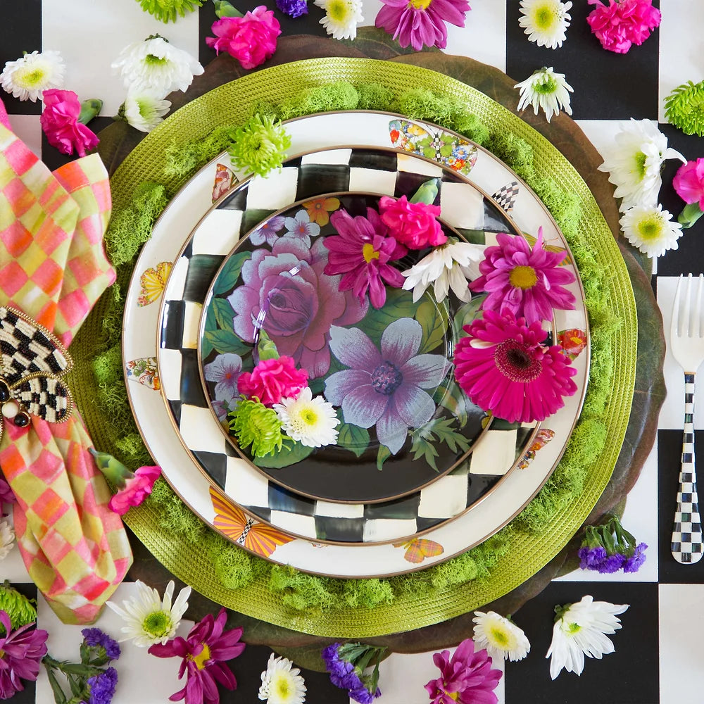 Flower Market Salad/Dessert Plate - Black