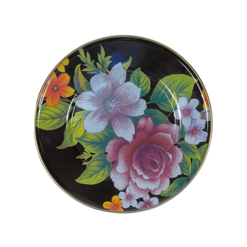 Flower Market Salad/Dessert Plate - Black