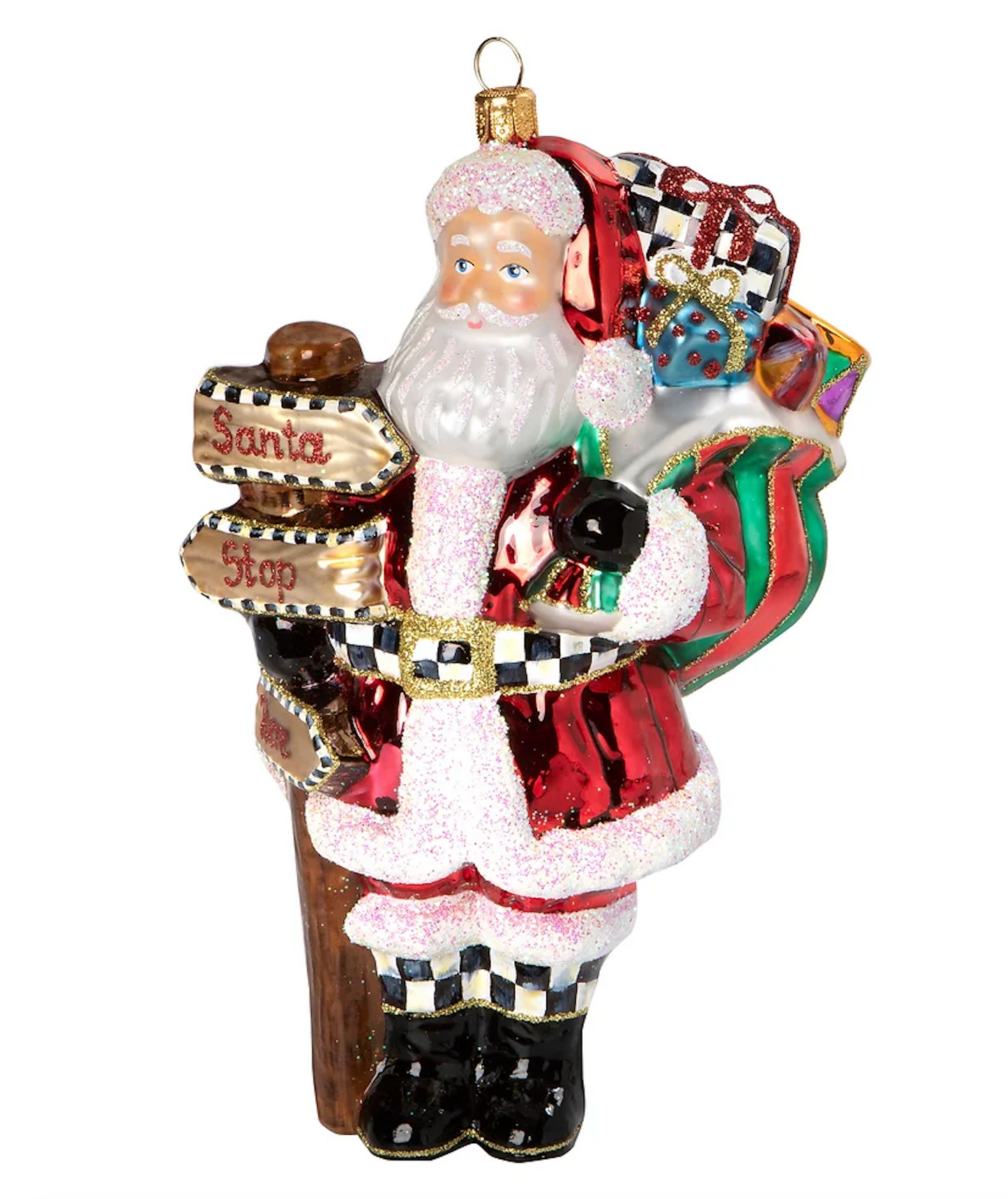 Glass Ornament - Santa Stop Here