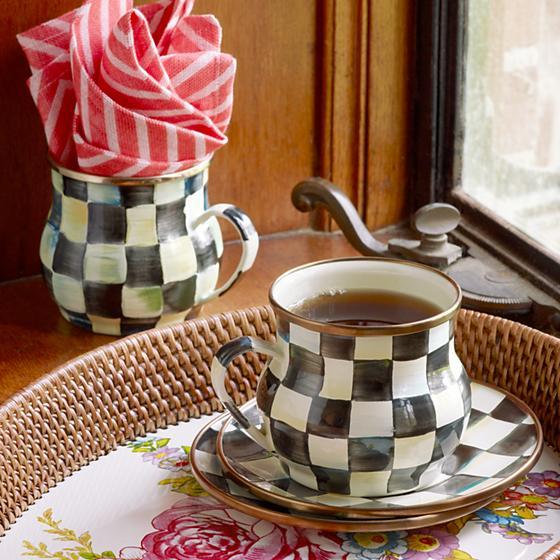 MacKenzie-Childs Courtly Check Enamel Mug Tableware Mackenzie Childs