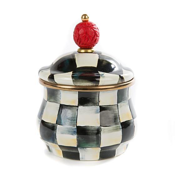 MacKenzie-Childs Courtly Check Enamel Lidded Sugar Bowl Tableware Mackenzie Childs