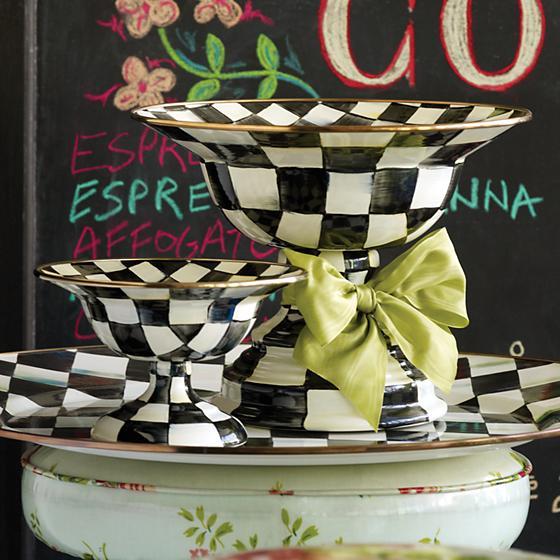 Courtly Check Enamel Compote - Small TABLETOP Mackenzie Childs