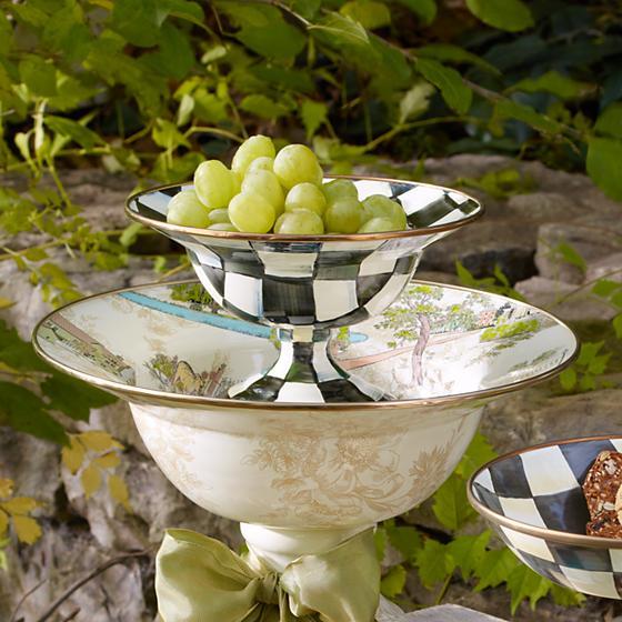 Courtly Check Enamel Compote - Small TABLETOP Mackenzie Childs