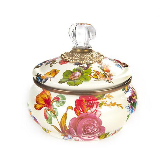 MacKenzie-Childs Flower Market Squashed Pot - White Kitchen Mackenzie Childs