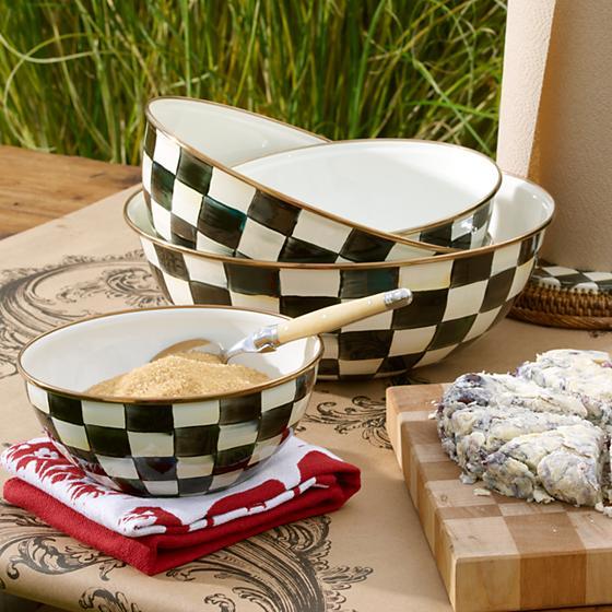 Courtly Check Enamel Everyday Bowl - Large Tableware Mackenzie Childs