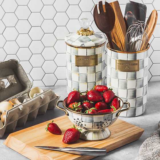 MacKenzie-Childs Sterling Check Utensil Holder