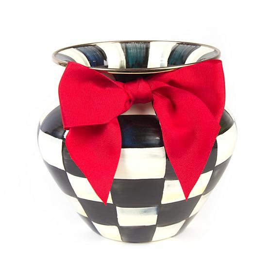 MacKenzie-Childs Courtly Check Enamel Large Vase - Red Bow. home accessories Mackenzie Childs