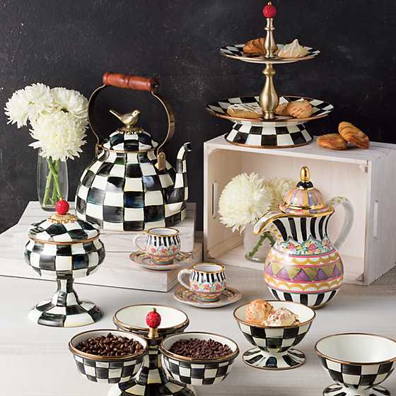 MacKenzie-Childs Courtly Check Tea Kettle with Bird