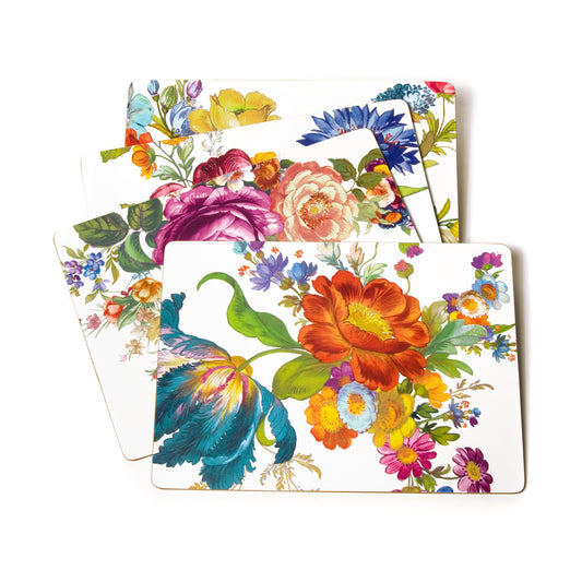 MacKenzie-Childs Flower Market Placemats - White - Set of 4 Tableware Mackenzie Childs