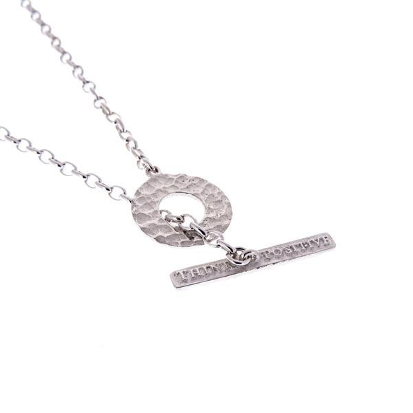 Think Positive Round Rhodium Plated Sterling Silver necklaces