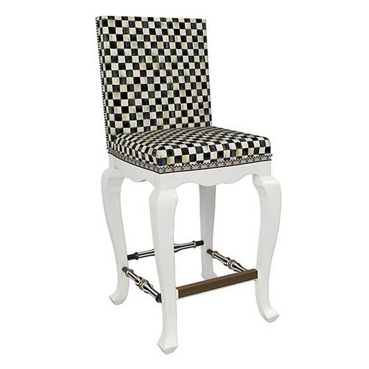 Courtly Check White Counter Stool with Back