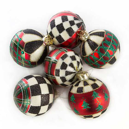 Tartan Glass Ball Ornaments - Set of 6